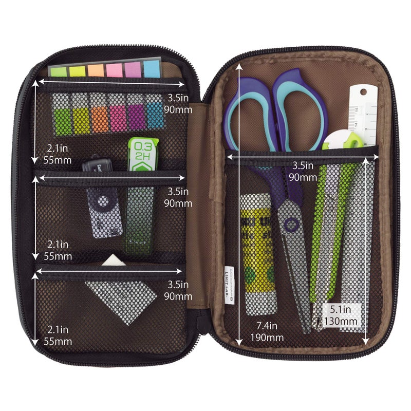 LIHIT LAB Large Capacity Triple Zipper Pencil Case For School Office College, Big Capacity 8 Compartments Pencil Bag Holder Adults Teen Boys Girls, Travel Cosmetics Storage, Blue (A7556-108) - Image 5